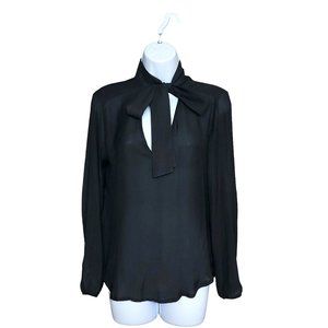 Talula  Black Neck Tie Long Sleeve Blouse Size M